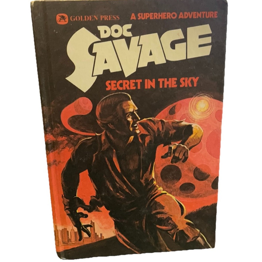 Doc Savage: Secret in the Sky by Kenneth Robeson (1975, Hardcover) Golden Press